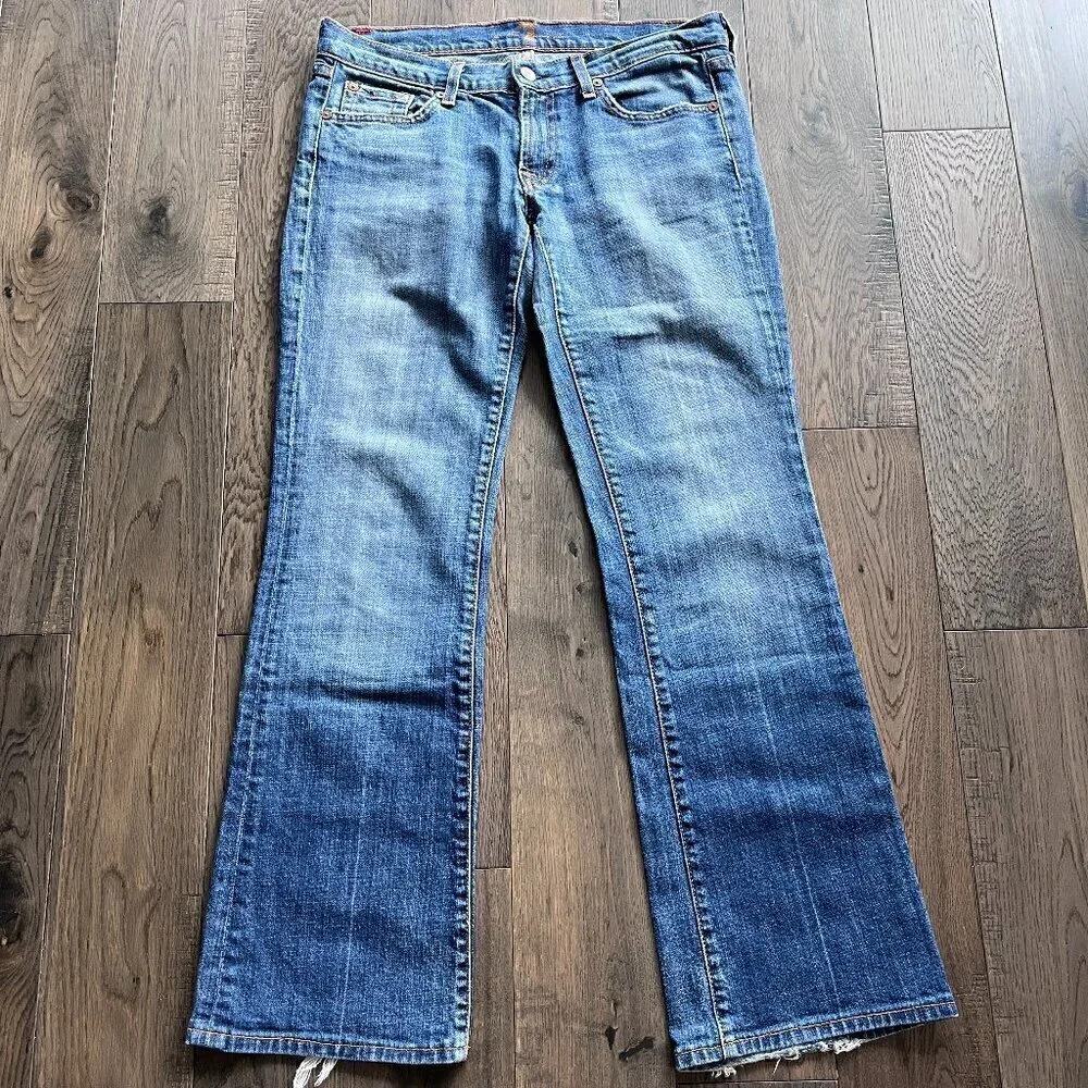 7 For All Mankind Bootcut Jeans Medium Wash Size 29 Denim Low Rise 90s Y2K